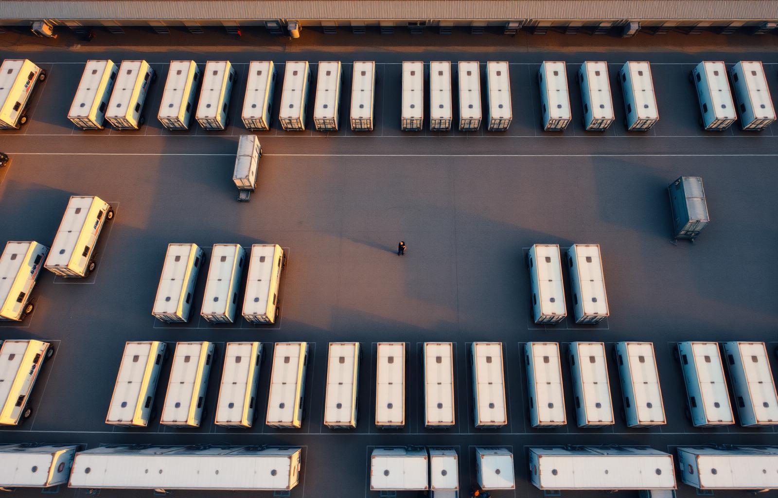 Luchtfoto van een distributiecentrum met trailers